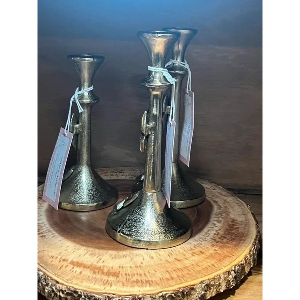 Gold Bow Candlestick Holders Set of 3 NWT  Cupcakes and Cashmere